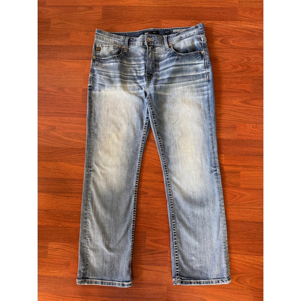 BKE Jake Straight Leg Jeans Mens 38x32 Light Wash Durable Denim Stretch Blue